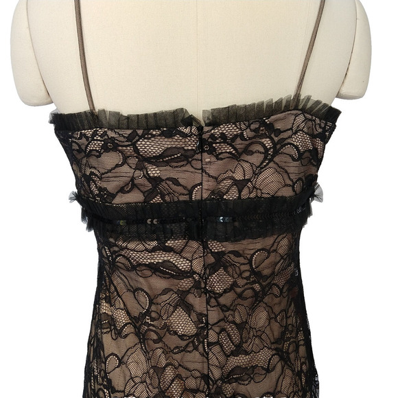 Vintage 90s Y2K Prom Dress Maxi Gown Size M 12 Black Lace Fairy Goth Betsy Adam - Picture 10 of 13